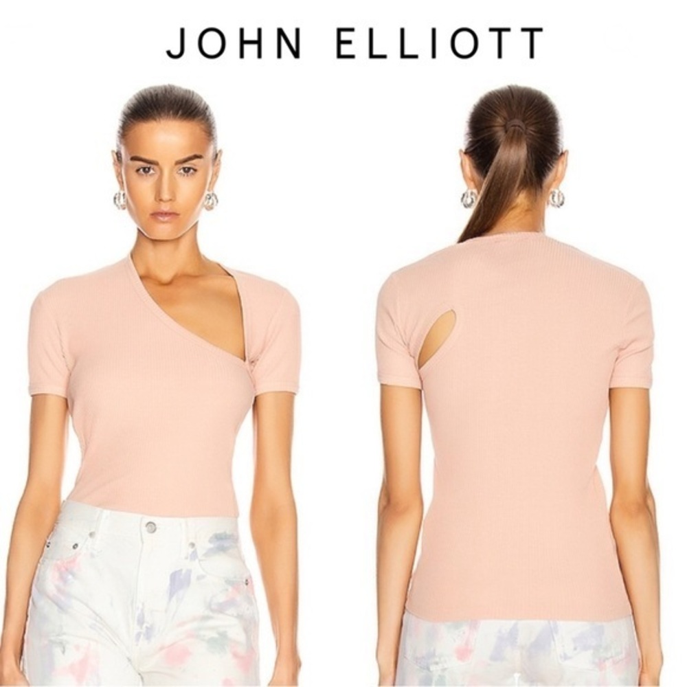 JOHN ELLIOTT Ribbed Asymmetrical Peach T-Shirt sz 0 NWT 178$